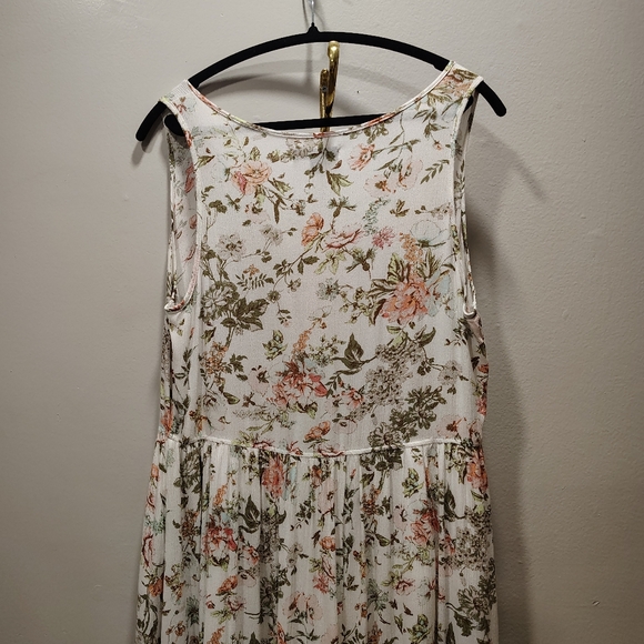 Frye Midi Dress M Button Down Floral Sleeveless Pockets Prairie Cottage Core - Picture 8 of 10